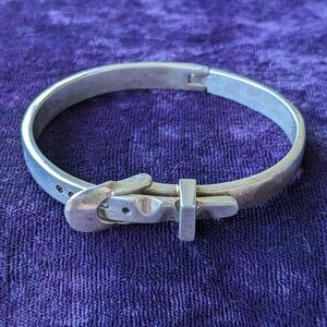 Vintage 925 Sterling Silver Southwestern Belt Buckle Bracelet, Solid And Heavy